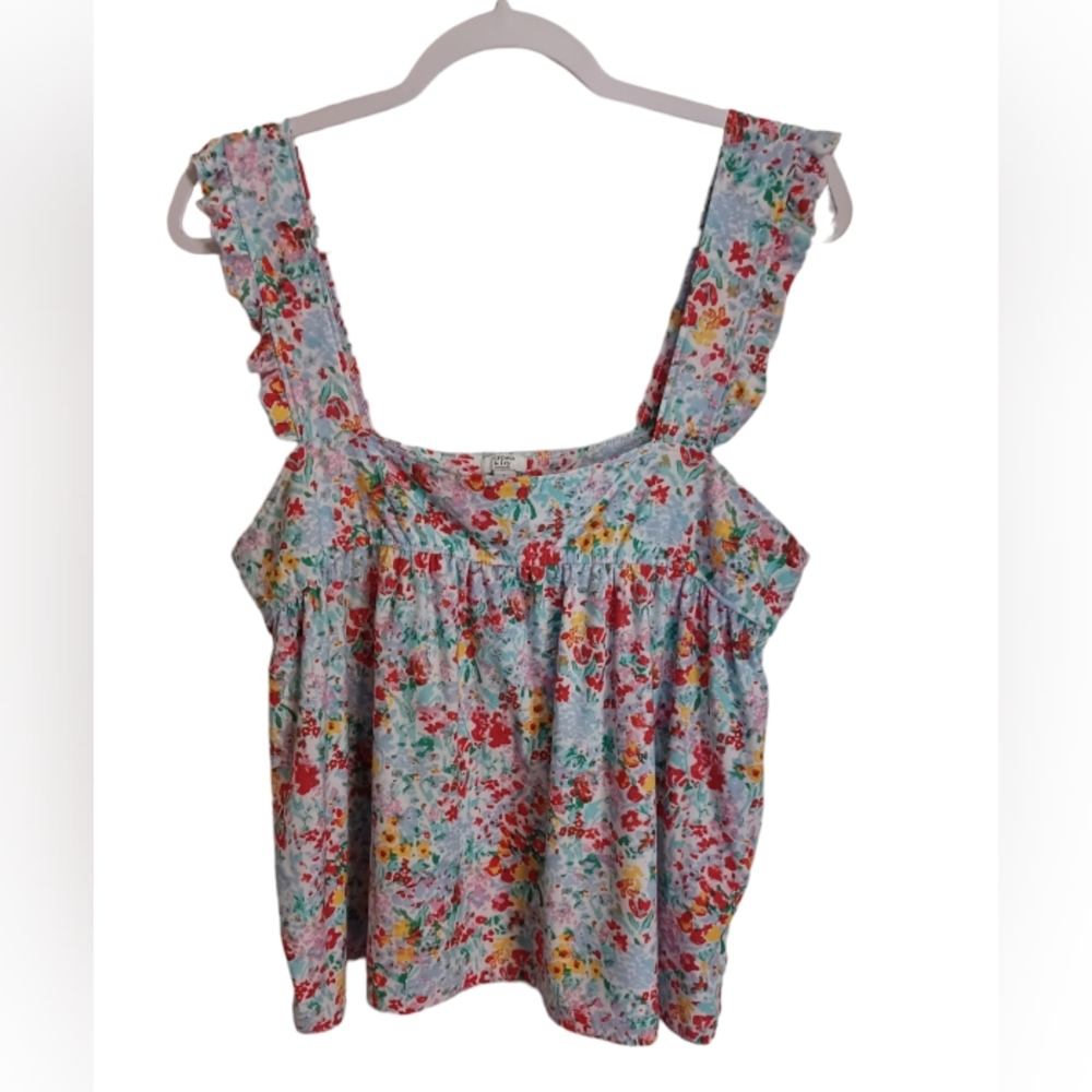 Crown & Ivy Sleeveless Babydoll Floral Top Size Large